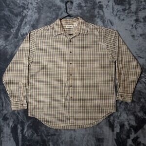 Vintage L.L. Bean Flannel Long Sleeve Button Up Size X-Large Plaid Collard